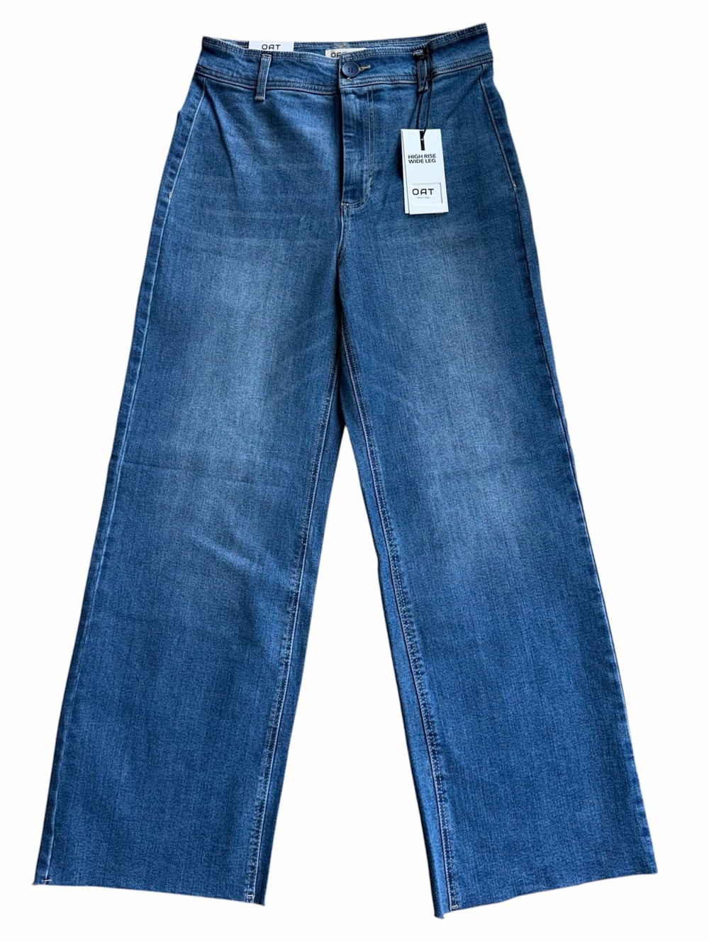 Oat New York Women's High Rise Wide Leg Jeans Blue Size 8/29 NWT Stretch Denim